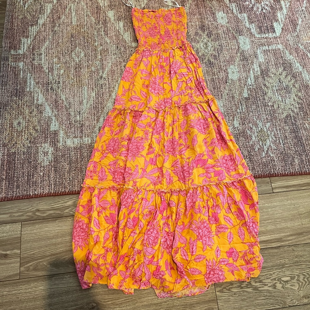 Floral Pink and Orange Kids Dress